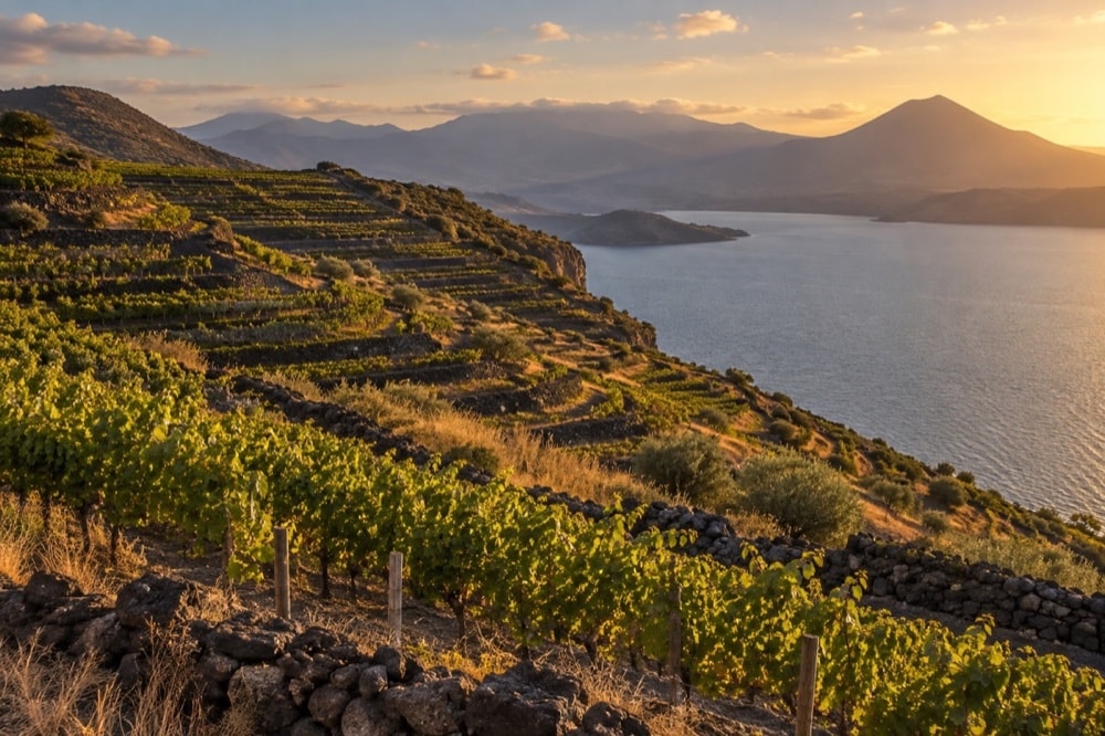 Terrazze di vigneti sulle colline ungheresi